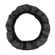 Diamond Leather Steering Wheel Cover Bling Bling Rhinestones, Universal Fit 15 Inch Car Wheel Protector for Women Girls