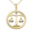 thumbnail image 1 of Diamond Libra Zodiac in Rope Pendant Necklace in Yellow Gold - 10K, Pendant with 20" chain, 1 of 1