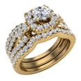 thumbnail image 1 of Diamond Loop Shank Cushion Shape Wedding Set w/ Enhancer Bands Bridal 1.80 CTW 14K Gold (G,SI), 1 of 4