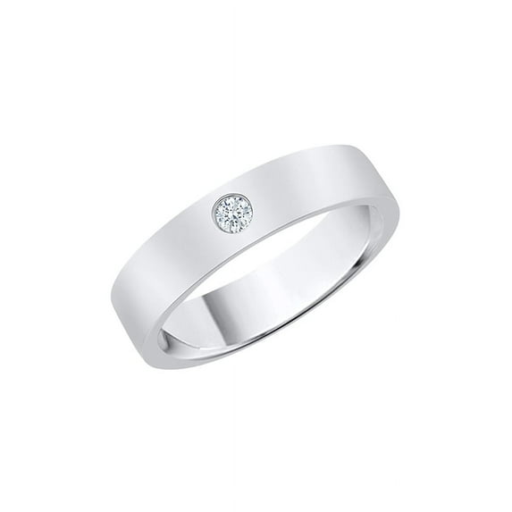 Diamond Men's Wedding Band in 10K White Gold (1/10 cttw) (I-Color, SI3-I1 Clarity) (Size-9.75)