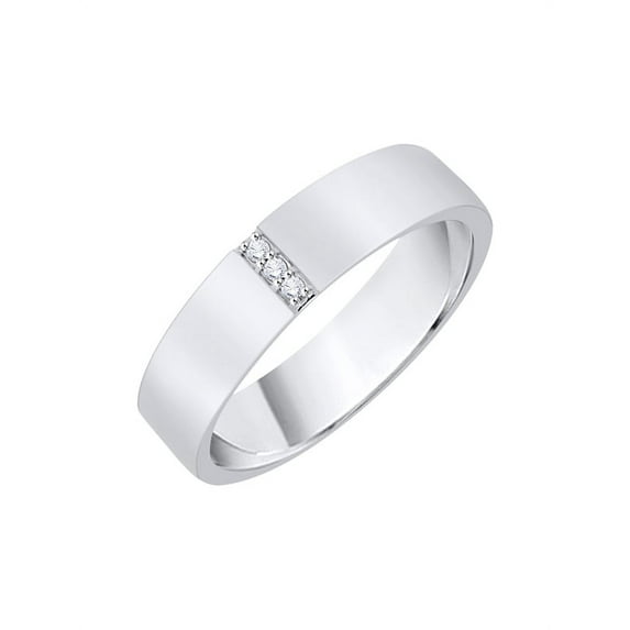 Diamond Men's Wedding Band in 10K White Gold (1/20 cttw) (I-Color, SI3-I1 Clarity) (Size-12.75)