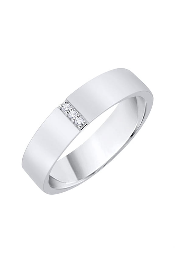 Diamond Men's Wedding Band in 10K White Gold (1/20 cttw) (I-Color, SI3-I1 Clarity) (Size-9)