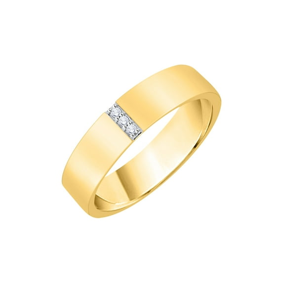 Diamond Men's Wedding Band in 10K Yellow Gold (1/20 cttw) (I-Color, SI3-I1 Clarity) (Size-12)