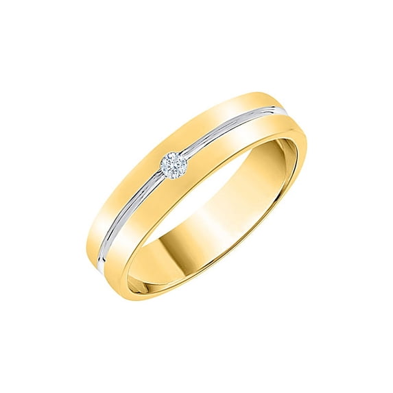 Diamond Men's Wedding Band in 14K Two Tone Gold (1/20 cttw) (I-Color, SI3-I1 Clarity) (Size-13)