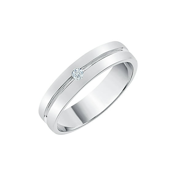 Diamond Men's Wedding Band in 14K White Gold (1/20 cttw) (I-Color, SI3-I1 Clarity) (Size-11.75)