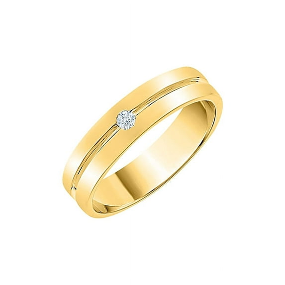 Diamond Men's Wedding Band in 14K Yellow Gold (1/20 cttw) (I-Color, SI3-I1 Clarity) (Size-8.5)