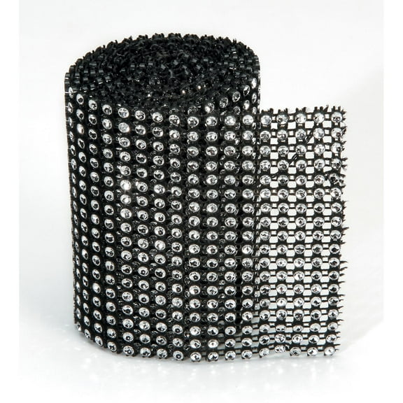 Diamond Mesh Bling On A Roll: Black/Silver, 3Mm X 18 Rows, 1 Yard