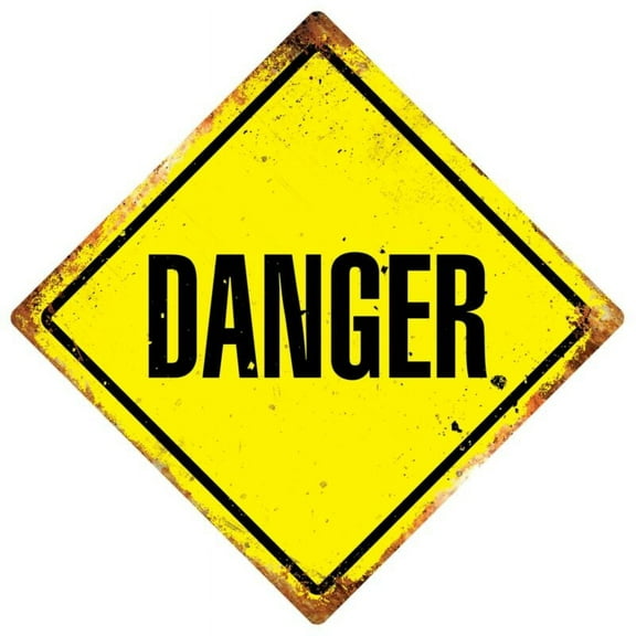 Diamond Metal Wall Sign - Danger Warning Caution Gift Plaque Size: 8 inch x 8 inch