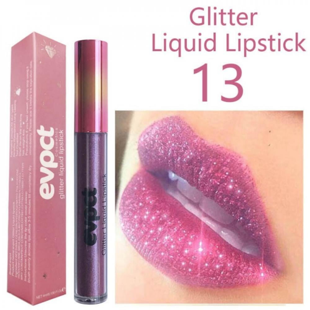 evpct 6 Colors Glitter Sparkly Lip Gloss Liquid Lipstick Set, Diamond