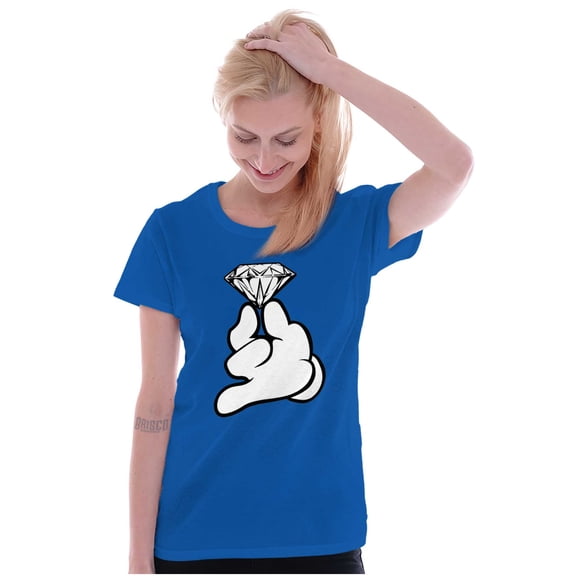 Diamond Mickey Ring Princess Jewel Womens Fitted Plus Size Graphic Tee Brisco Brands 2X