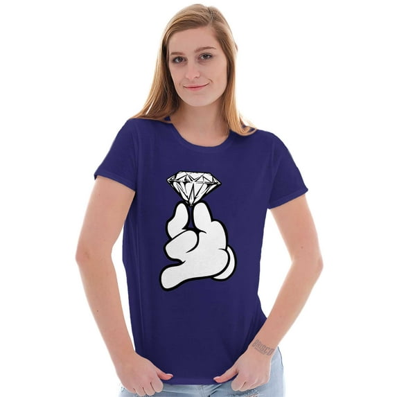 Diamond Mickey Ring Princess Jewel Womens Slim Fit Graphic Tee Brisco Brands L