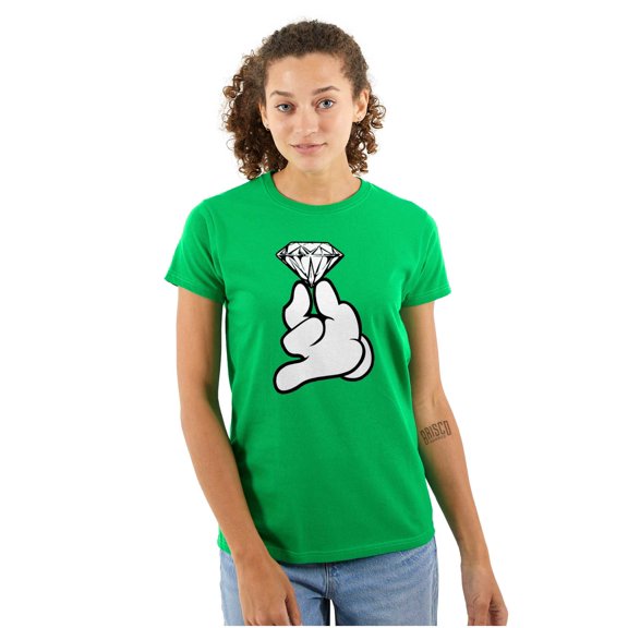 Diamond Mickey Ring Princess Jewel Womens Slim Fit Graphic Tee Brisco Brands X