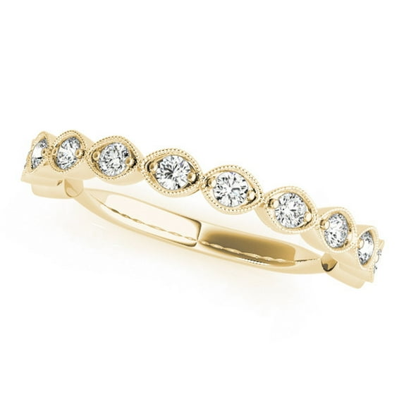 Diamond Milgrained 0.50 Ct Wedding Band - Bridal Ring Set In 14K Yellow Gold
