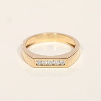 Diamond Mini Signet Ring, Block Bar Ring, 925 Sterling Silver Ring, Stackable Ring, Five Diamond Ring, Delicate Ring