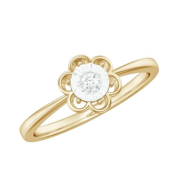 Diamond Miracle Plate Floral Ring in Gold (HI-SI Quality, Rosec Jewels), 18K Yellow Gold, US 5.00