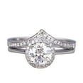 thumbnail image 1 of Diamond Moissanite Engagement Ring Set 3.75 Carat 10mm Round Cut Wedding Bands 10K White Gold Curved Chevron V Matching, 1 of 6