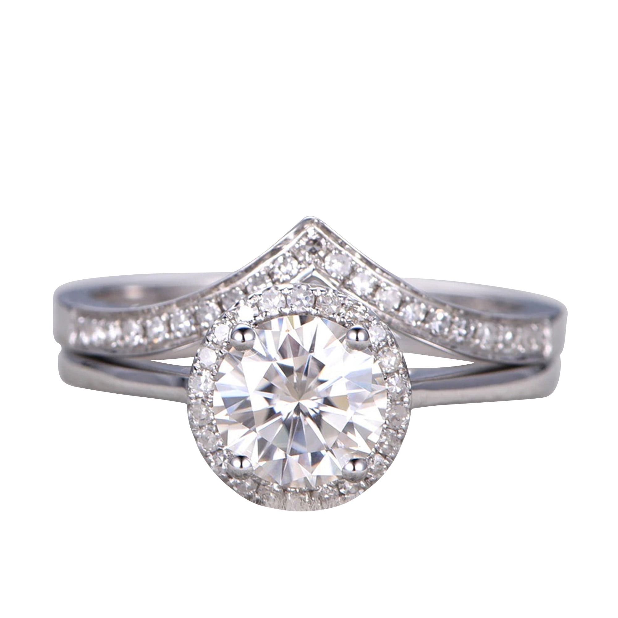 V Shape Curved Wedding Band 14K Gold Moissanite Wedding Band - 2mm V ...