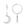 thumbnail image 1 of Rosec Jewels Diamond Moon Drop Hoop Earrings, 14K White Gold, 1 of 7