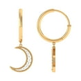 thumbnail image 1 of Rosec Jewels Diamond Moon Drop Hoop Earrings, 14K Yellow Gold, 1 of 7