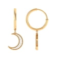 thumbnail image 1 of Rosec Jewels Diamond Moon Drop Hoop Earrings, 14K Yellow Gold, 1 of 5