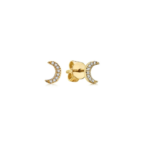 Diamond Moon Stud Earring