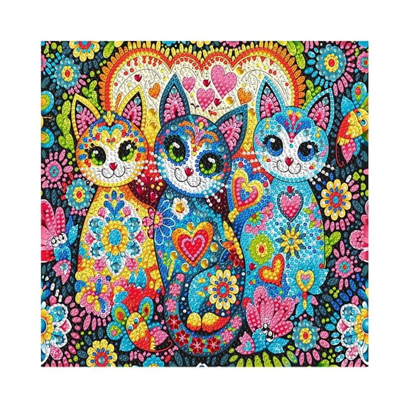 Diamond. Mosaic Animal Cat Full Diamond. Painting Flower Decor Home Se