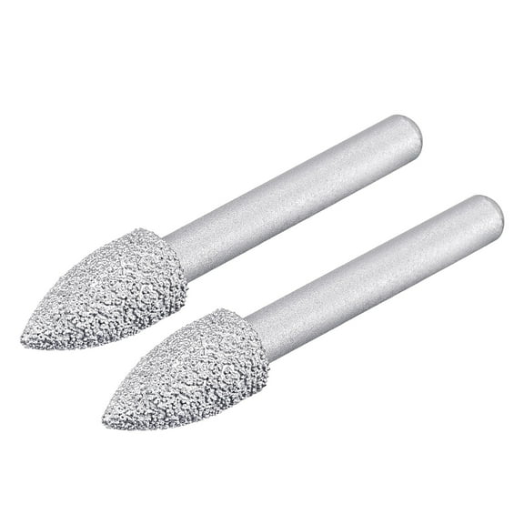 Diamond Mounted Points 10.5mm Brazed Grinder 1/4" Shank Grinding Rotary Bit Stone Carving Tool 2 Pack
