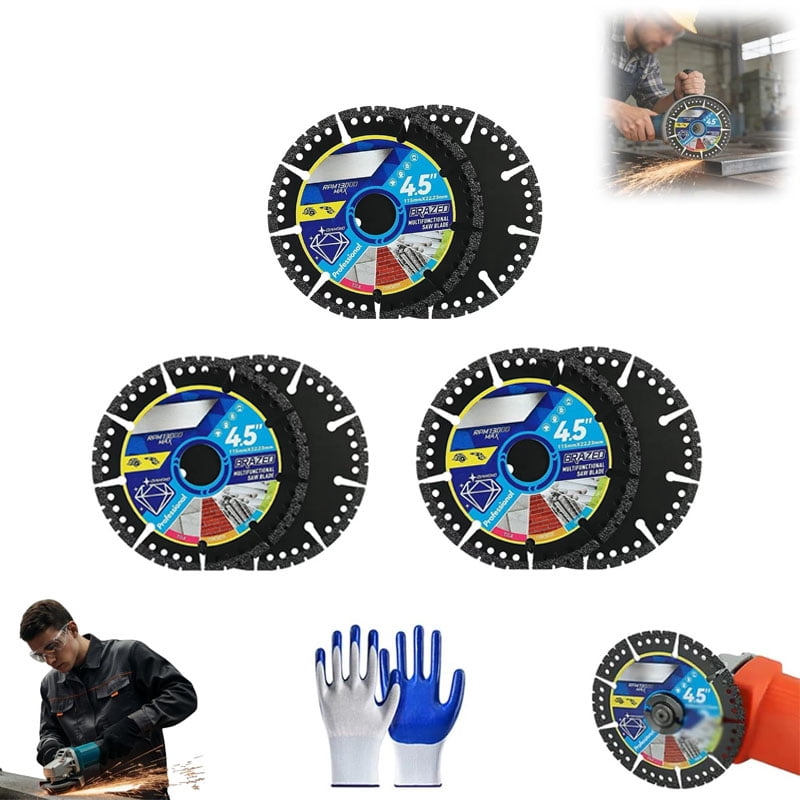 Diamond Multi-Purpose Saw Blades, Versatile 4.5" Durable Cutting Wheels with RPM Speed Guide, Durable Compound Saw Blade Dry Wet for Precise Cutting Control, for Cutting Marble Quartz Stone(2pc)