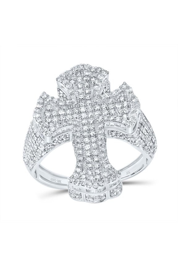 Diamond NK Crome Cross Mens Ring 2.6cttw