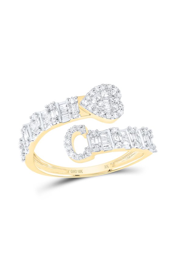 Diamond NK Fashion Initial "C" Ladies Heart Cuff Ring 0.5cttw