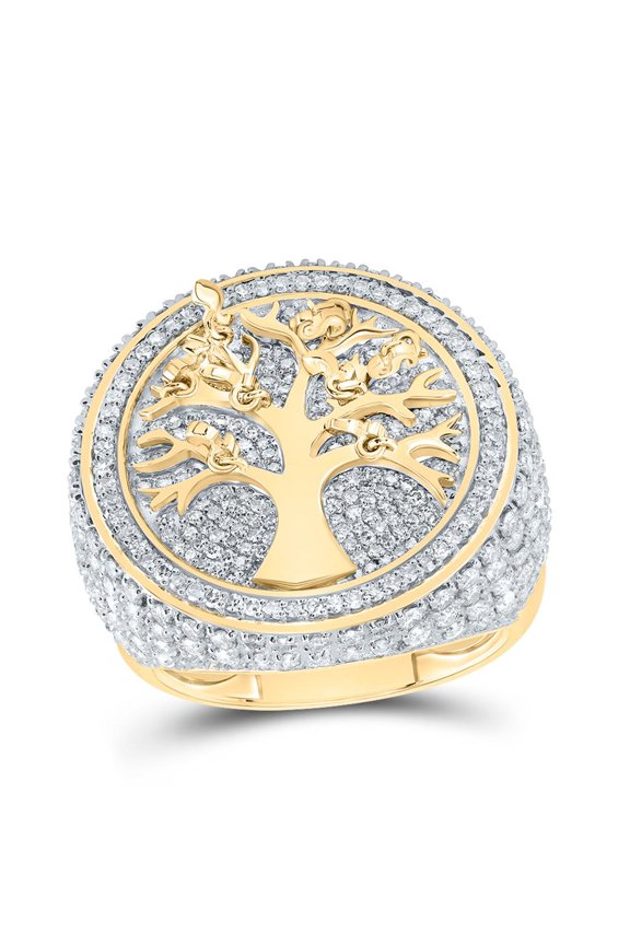 Diamond NK Money-Tree Round Mens Ring 2.5cttw