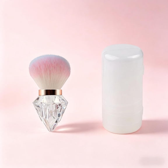 Diamond Nail Art Brush, Large Head Nail Dust & Loose Powder Makeup Brush, Soft Non-Shedding Bristles, Portable Beauty Tool with Case, for Nail Cleaning, Makeup, Home Salon & Travel, Pink