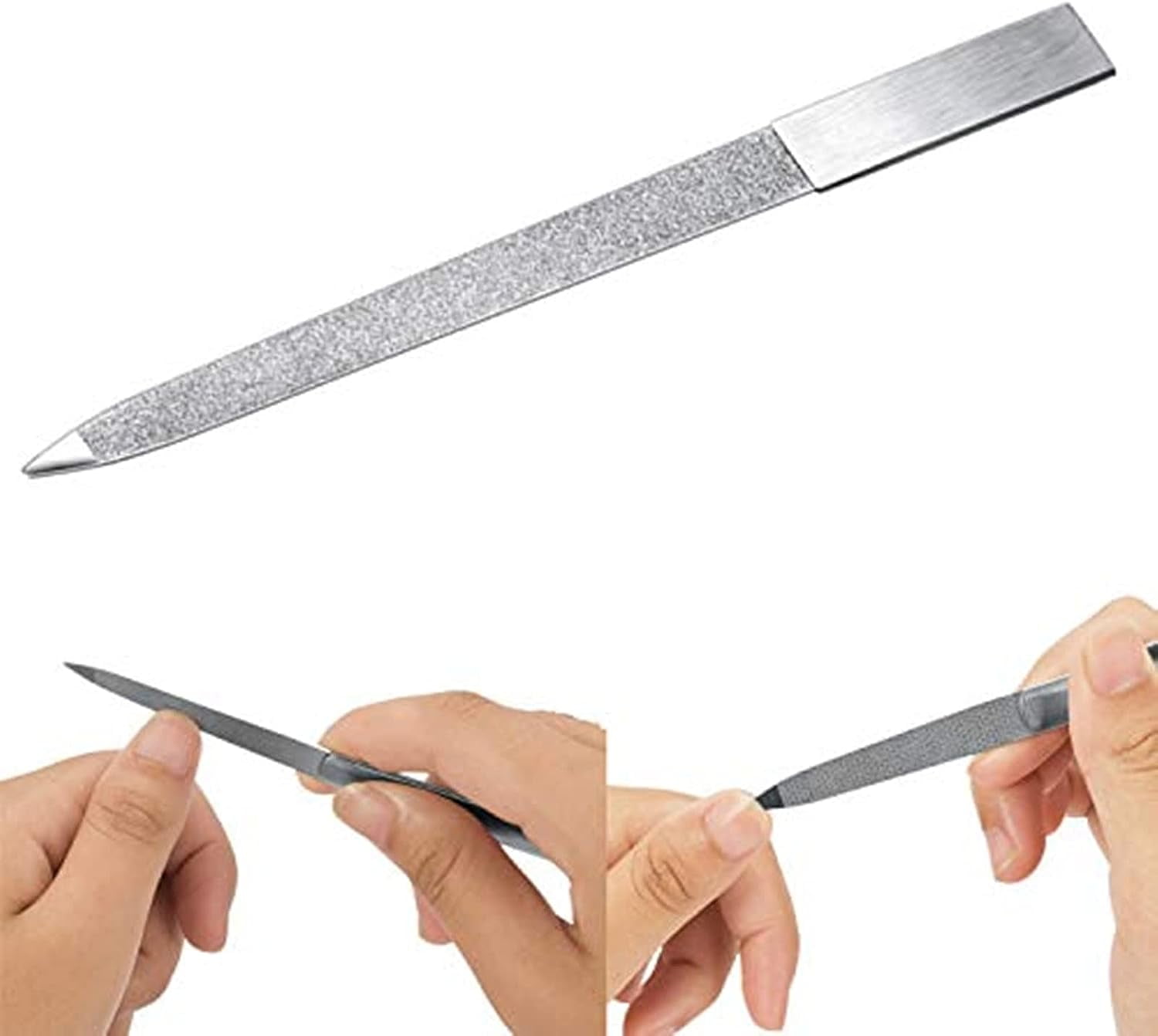 Diamond Nail File - 7 Inch Stainless Steel Double Side Nail File Metal 