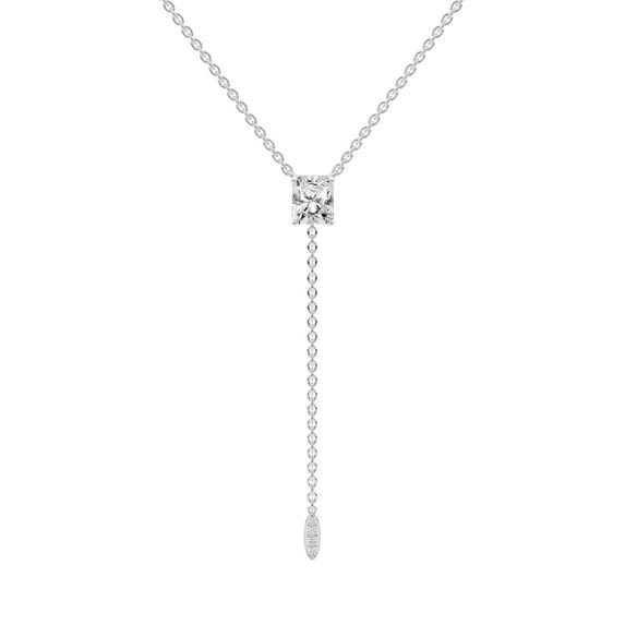 Lab Grown Diamond Lariat Pendant Necklace For Women | 1 Carat IGI Certified Radiant Shape FG VS | 14K White Gold |Vanna Lariat Pendant FRIENDLY DIAMONDS