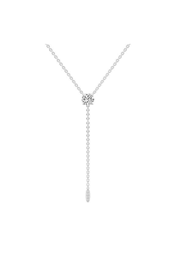 Lab Grown Diamond Lariat Pendant Necklace For Women | 1 Carat IGI Certified Round Shape FG VS | 18K White Gold |Vanna Lariat Pendant FRIENDLY DIAMONDS
