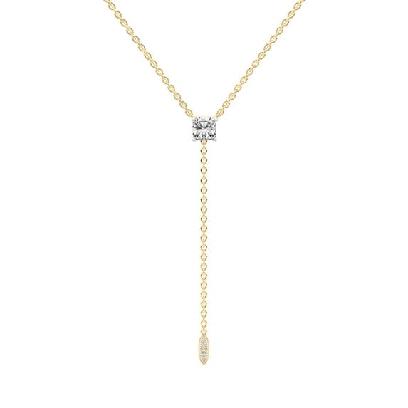 Lab Grown Diamond Lariat Pendant Necklace For Women | 3 Carat IGI Certified Cushion Shape FG VS | 14K Yellow Gold |Vanna Lariat Pendant FRIENDLY DIAMONDS