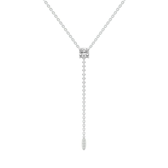 Lab Grown Diamond Lariat Pendant Necklace For Women | 1 Carat IGI Certified Cushion Shape FG VS | 18K White Gold |Vanna Lariat Pendant FRIENDLY DIAMONDS