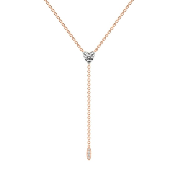 Lab Grown Diamond Lariat Pendant Necklace For Women | 3 Carat IGI Certified Heart Shape FG VS | 18K Rose Gold |Vanna Lariat Pendant FRIENDLY DIAMONDS
