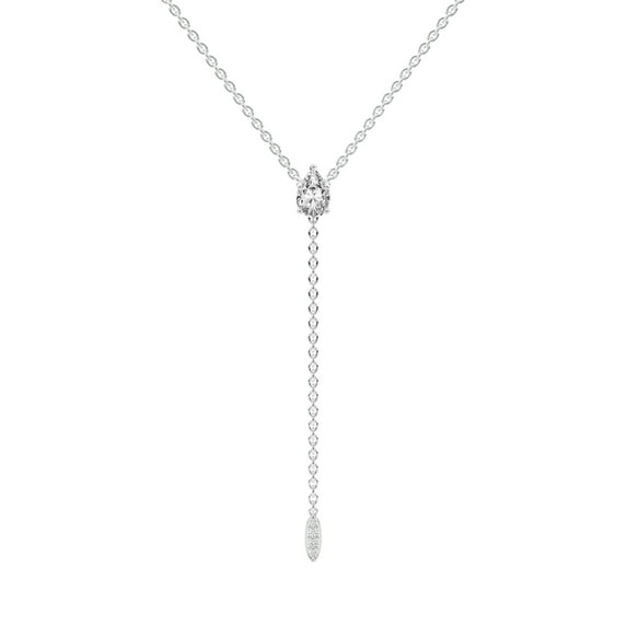 Lab Grown Diamond Lariat Pendant Necklace For Women | 4 Carat IGI Certified Pear Shape FG VS | 18K White Gold |Vanna Lariat Pendant FRIENDLY DIAMONDS