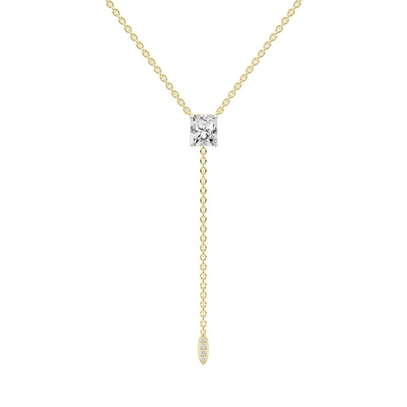 Lab Grown Diamond Lariat Pendant Necklace For Women | 5 Carat IGI Certified Radiant Shape FG VS | 14K Yellow Gold |Vanna Lariat Pendant FRIENDLY DIAMONDS