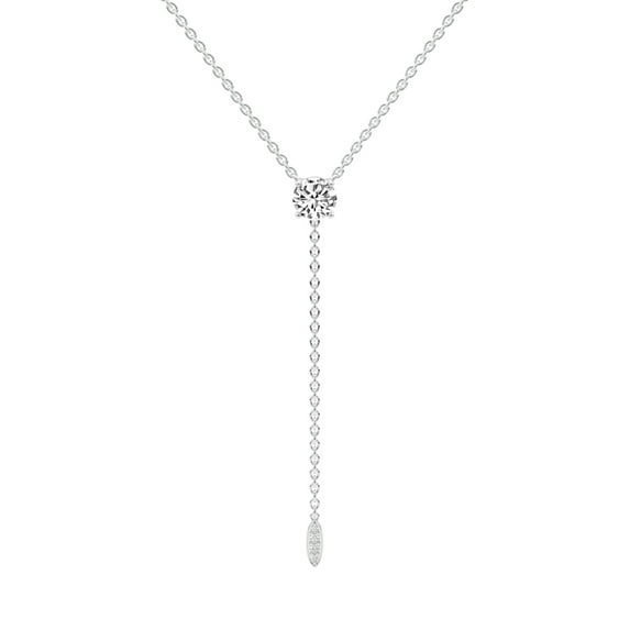 Lab Grown Diamond Lariat Pendant Necklace For Women | 5 Carat IGI Certified Round Shape FG VS | 14K White Gold |Vanna Lariat Pendant FRIENDLY DIAMONDS