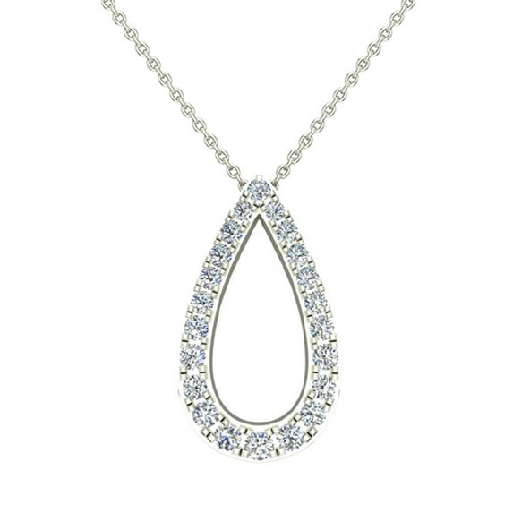 Diamond Necklace for women Teardrop Pendant 14K White Gold 0.34 carat W/o Chain (G,VS)