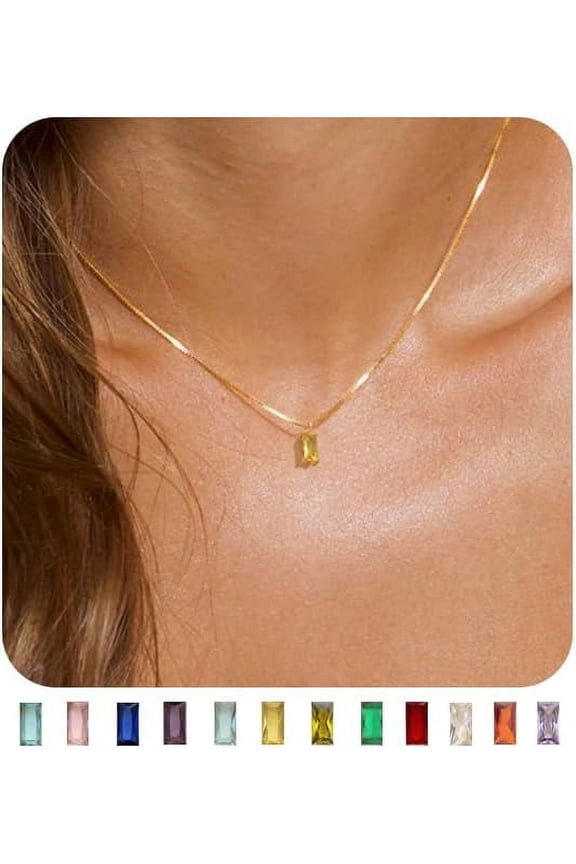 Diamond Necklaces For Women 14K Gold Plated Emerald Birthstone Necklace For Women Mothers Dainty Gold Necklace Blue Green Cubic Zirconia Pendant Necklace Birthday Gifts For Women Jewelry[o109]