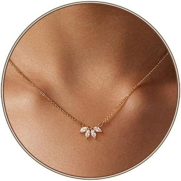 Diamond Necklaces for Women, 18k Gold/Silver Plated Dainty Necklace Simple Silver CZ Diamond Choker Necklaces for Women Trendy Gold Necklace Jewelry Gifts