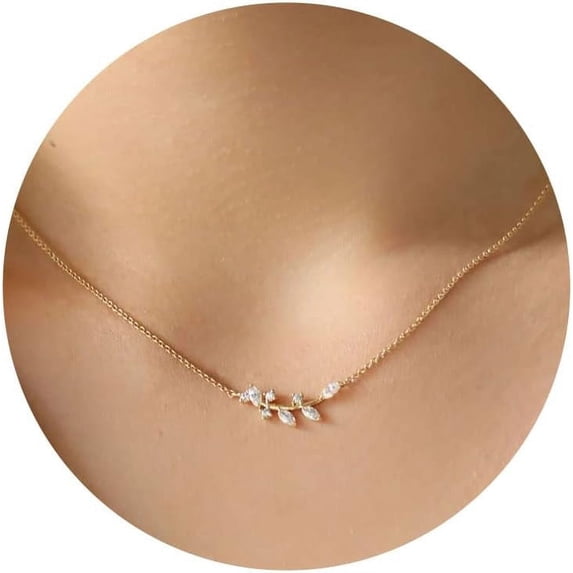 Diamond Necklaces for Women, Dainty Gold Necklace 14K Gold Plated Layered Necklace Simple CZ Diamond Gold Necklace for Women Trendy Jewelry Gifts for Girlsu2026