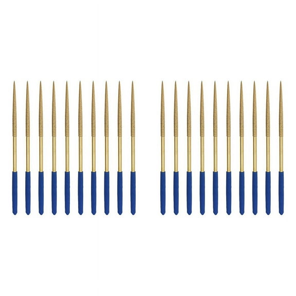 Diamond Needle File Set 3mm x 140mm, Round Files Titanium Coated Tools for Metal Wood Stone Glass, 20Pcs