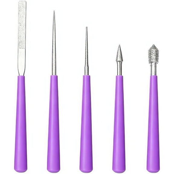 Diamond Needle File Set, 5-Piece Jewelry File Set with Diamond Coated Tips for Bead Reaming and Hole Enlargement, Precision Mini Files for Jewelry Making, Wood, Glass, Metal, Ceramics(M)