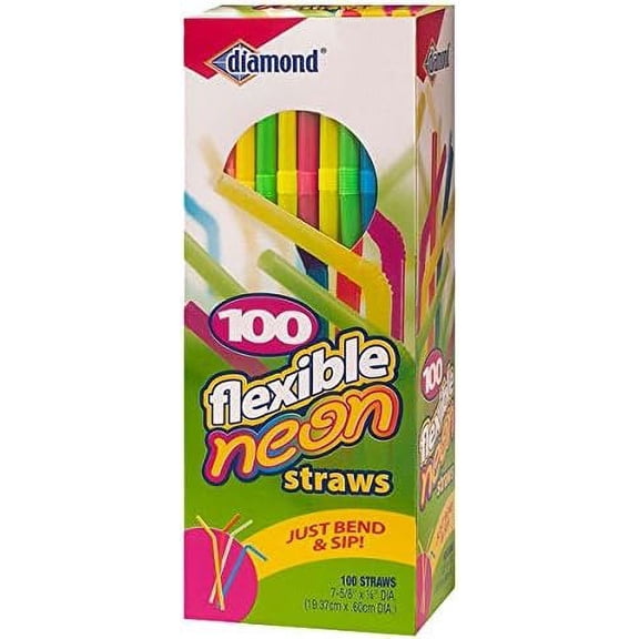 Diamond Neon Straws - Multicolor, 12 Count  Residential Use, Standard Application