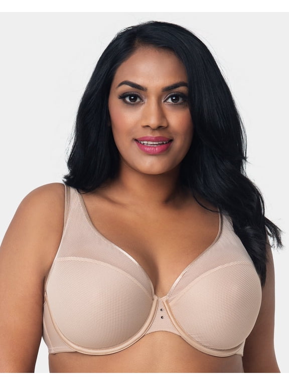 Women's Curvy Couture 1336 Diamond Net High Apex Bra (Bombshell Nude 38C)
