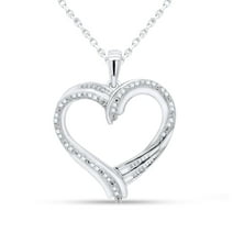 Diamond Open Heart Pendant Necklace - 1/7 Cttw Natural Diamond in 18K White Gold Plated ( 0.15 Carat, I-J Color, I2-I3 Clarity)